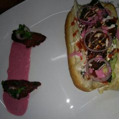 A picture of Seek kabab hot dog.