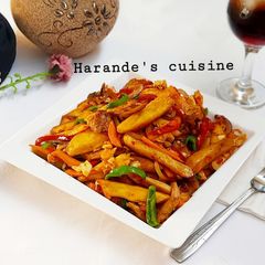 A picture of Stir fried sweet potato.