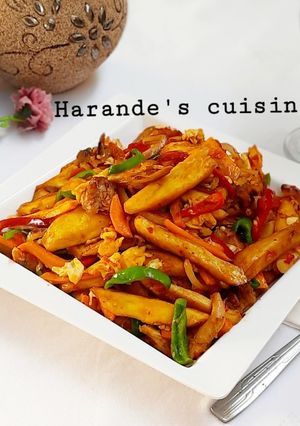 A picture of Stir fried sweet potato.