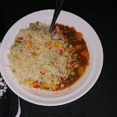 Vegetable fried rice + Kamande A picture of Vegetable fried rice + Kamande.