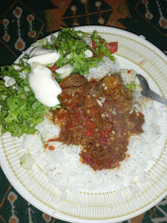 A picture of Beef with tomato sauce.
