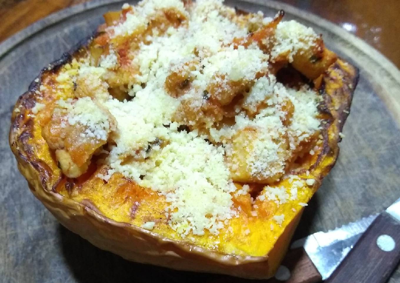 Calabaza rellena de pollo