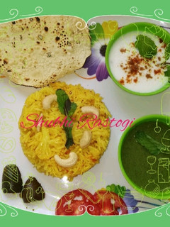 A picture of Haldi mix veg Rice.