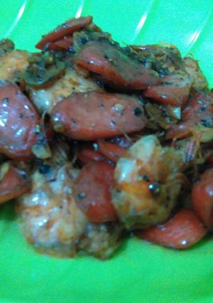 Foto resep Udang Sosis Lada Hitam