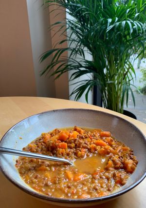 A picture of Spanish (vegan) lentils.