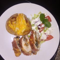 A picture of Stuffed chicken breast.