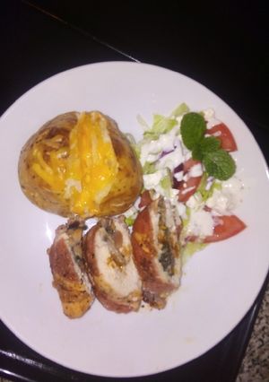 A picture of Stuffed chicken breast.