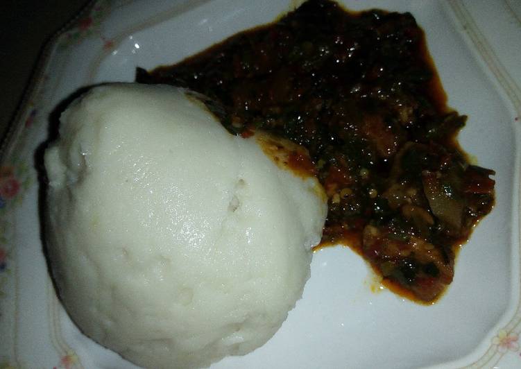 Poundo yam and ugu