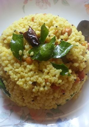 A picture of Foxtail Millet Lemon Bhaath / Thinai lemon rice.