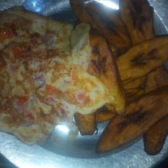A picture of Fried plantain/eggs.