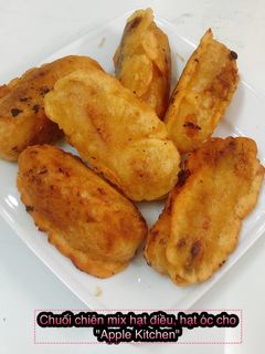 Hình của món Chuối chiên mix hạt điều, hạt óc chó.