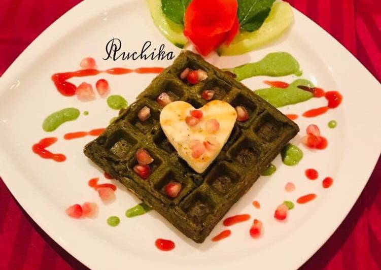 Recipe of Ultimate Daal Palak waffles with grilled Paneer