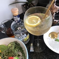 A picture of Honey, lemon & thyme Gin & Tonic Cocktail.