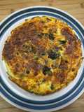 Quiche sans pâte garniture épinards, champignons, lardons, oignons