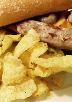 A picture of Super Sausage and Cheese Sandwich 🥖🧀🍅.