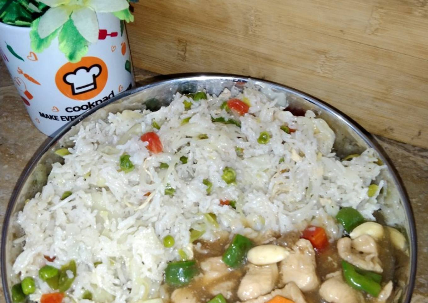 Almond Chicken with Fried Rice
