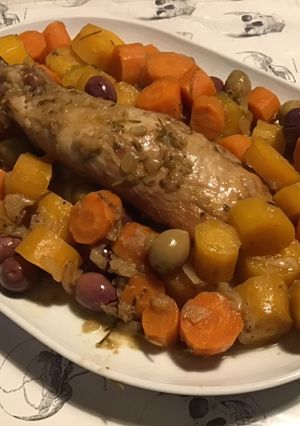 Une photo de Filet mignon aux carottes bicolores et olives