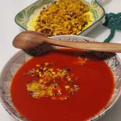 Zelleres paradicsomleves, sajtos, kukoricatallérokkal (vegán)-レシピのメイン写真