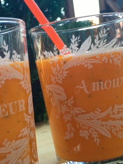 A picture of Mango, papaya and carrot smoothie.