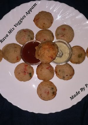 A picture of Rava Mix Veggie Appam.