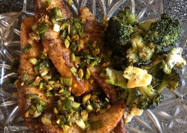 Recipe of Homemade Fish 🐟 Tilapia and Ginger-Roasted Cheese 🧀 Broccoli 🥦