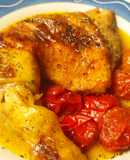Pollo asado con Leche de Coco al Curry y Cherrys