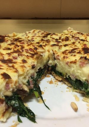 Una foto de Tarta de puré de patata y espinacas