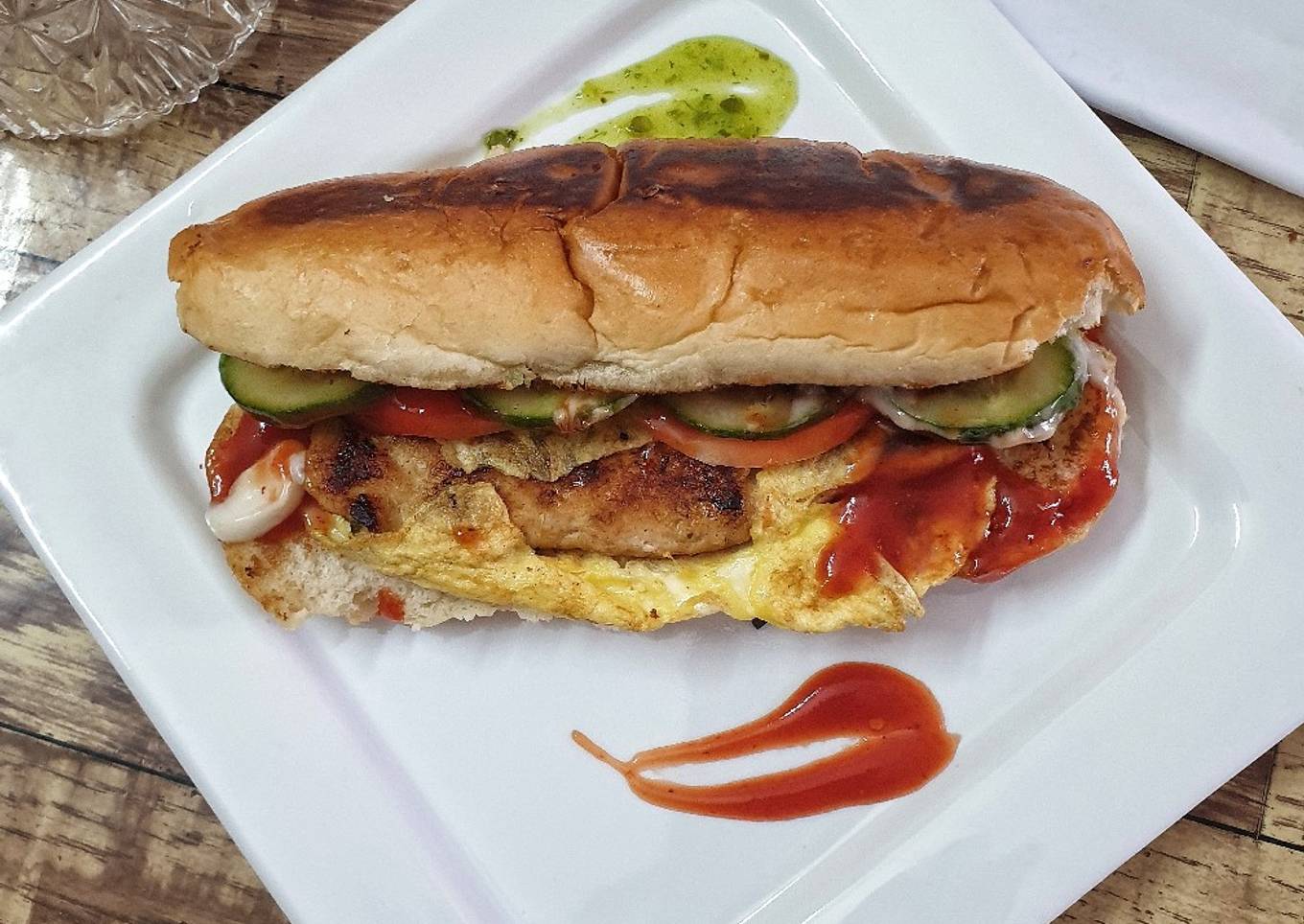 Chicken nuggets burger