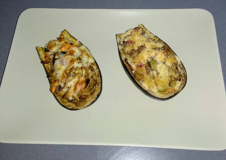 Berenjena rellena de melva y verduras