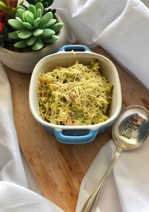 Une photo de Gratin de coquillette jambon et brocolis