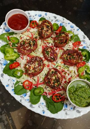 A picture of Beetroot Paneer Paratha Bites.