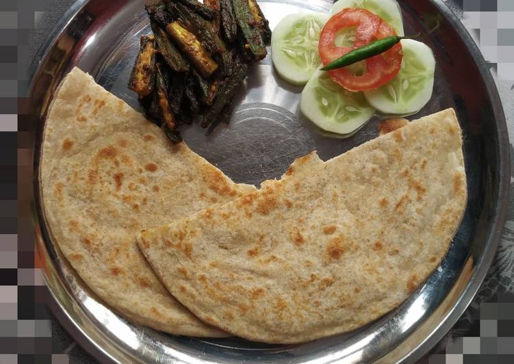 Roasted bhindi with lacha roti