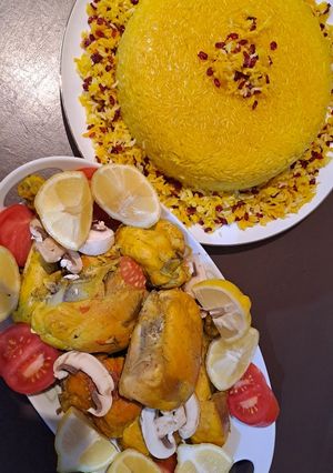 عکسی از دستور کته مرغ زعفرانی