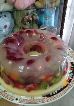 Foto resep Puding Buah Kaca Lapis Susu Buah