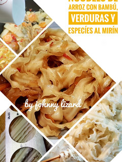Una foto de Noodels de arroz con Bambú, Verduras y Especies al Mirín