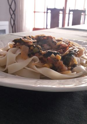 Una foto de Fideos con vegetales