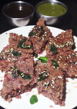 A picture of Ragi Veg Dhokla.