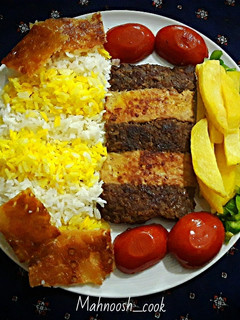 عکسی از دستور کباب تابه ای دو رنگ