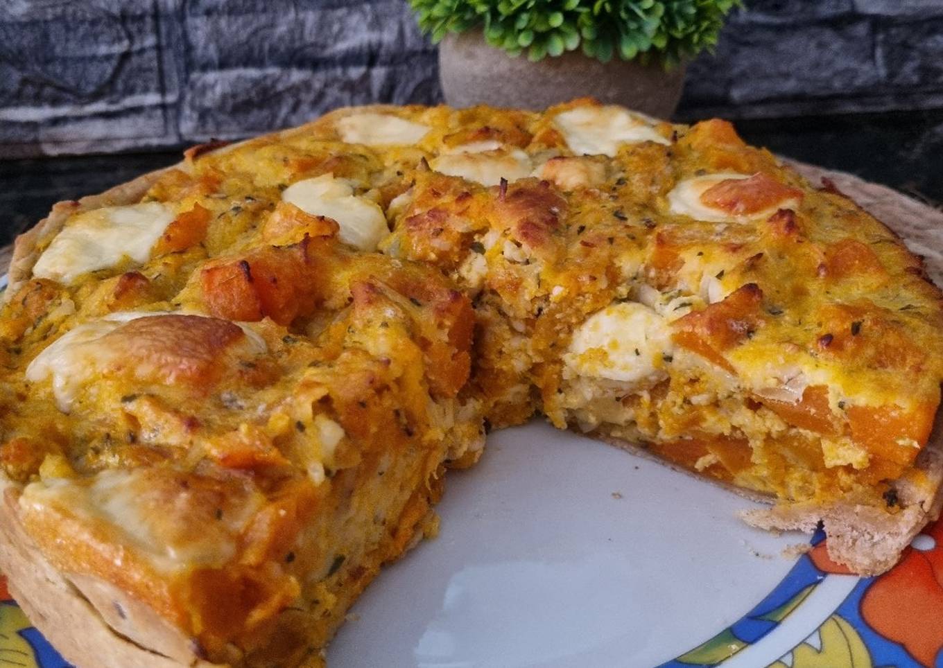 TARTA SALUDABLE DE CALABAZA, BONIATO, CEBOLLA Y QUESO CREMOSO ❤️