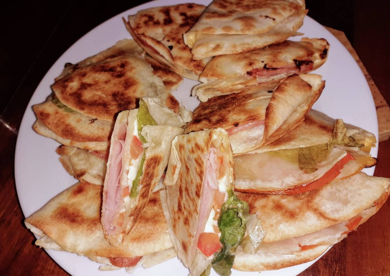 Fajitas de Jamón, Queso y Tomate