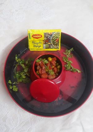 A picture of Maggi magic masala sprouted peas with carrots.