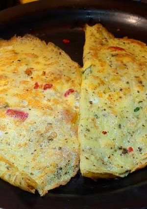 Una foto de Omelette de salame y queso