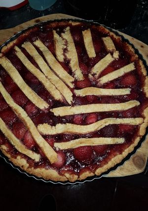 Una foto de Kuchen de frutilla aplv