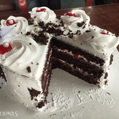 A picture of Black forest cake.