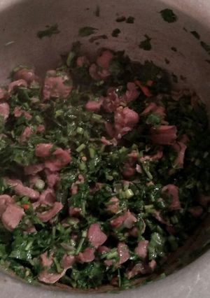 A picture of Fried maton spiced with coriander.