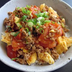 ‘Mabo’ Tomato & Egg Rice Bowl A picture of ‘Mabo’ Tomato & Egg Rice Bowl.