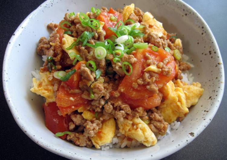 Steps to Prepare Perfect ‘Mabo’ Tomato &amp; Egg Rice Bowl
