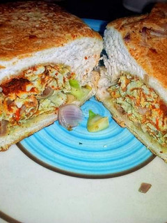 A picture of Meshayi!!!! (Bread and egg with suya touchés).