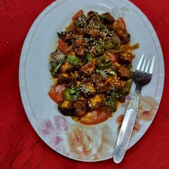 A picture of Dry chilli paneer.