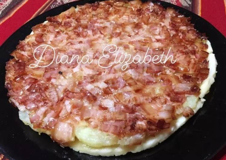 Tatin de papas, panceta y queso brie. 👩🏼🍳